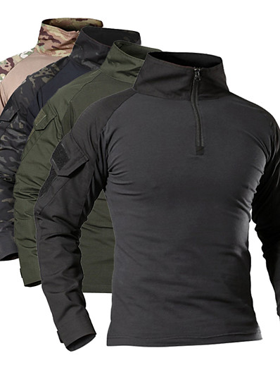 cheap Sportswear-Men&#039;s Long Sleeve Hiking Tee shirt Tactical Military Shirt Sweatshirt Top Outdoor Autumn / Fall Winter Quick Dry Lightweight Breathable Sweat wicking Spandex Polyester Camo / Camouflage Jungle