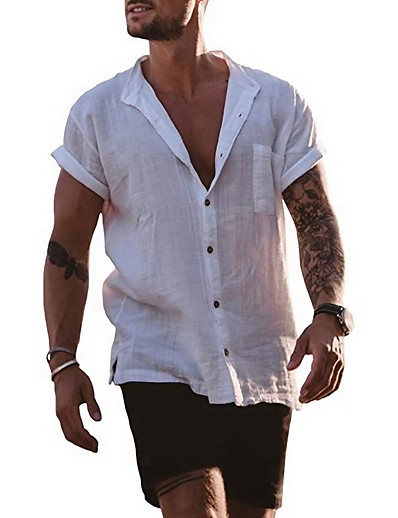 저렴한 기본 컬렉션-남성용 T 셔츠 티셔츠 Y 넥라인 얇음 모든계절 &amp; 가을 여름 라이트 블루 화이트 블랙