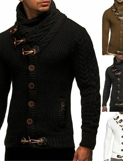cheap Men-Men&#039;s Unisex Pattern Yarn Dyed Stripes Daily Wear Sweaters Hoodies Sweatshirts  Camel Dark Gray White