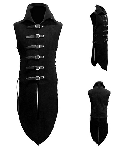 cheap Historical &amp; Vintage Costumes-Plague Doctor Vintage Punk &amp; Gothic Steampunk 17th Century Masquerade Vest Tuxedo Winter Men&#039;s Costume Black Vintage Cosplay Party Halloween