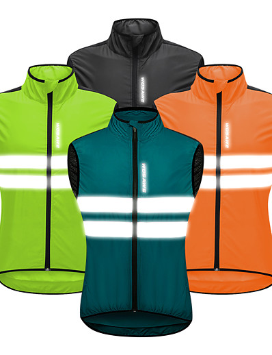cheap Sportswear-WOSAWE Men&#039;s Sleeveless Cycling Vest Summer Navy Black Orange Solid Color Bike Vest / Gilet Windbreaker Jersey Mountain Bike MTB Road Bike Cycling Windproof Breathable Reflective Strips Sports