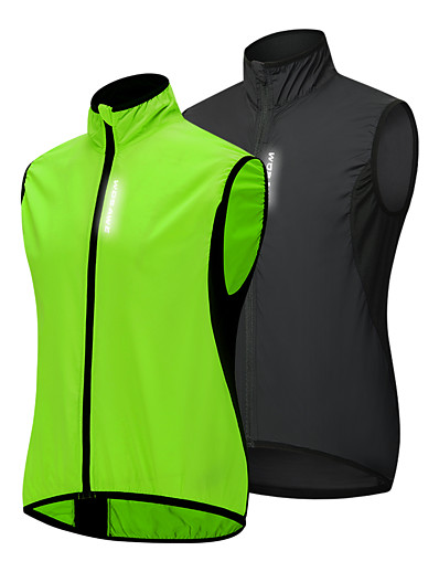 cheap Sportswear-WOSAWE Men&#039;s Sleeveless Cycling Vest Summer Polyester Black Green Patchwork Fluorescent Bike Vest / Gilet Windproof Breathable Reflective Strips Back Pocket Sports Patchwork Clothing Apparel