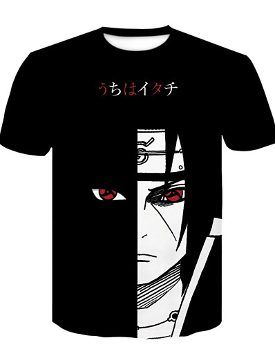 cheap Cosplay &amp; Costumes-Inspired by Naruto Hatake Kakashi Polyester / Cotton Blend Anime Cartoon 3D Harajuku Graphic 3D T-shirt For Men&#039;s / Women&#039;s
