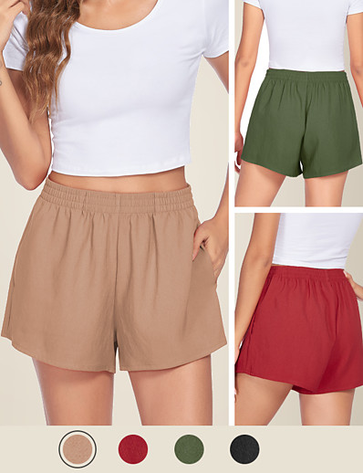 cheap Basic Collection-Women&#039;s Basic Pants Pants Micro-elastic Causal Daily Plain Black Green Red Beige S M L XL 2XL