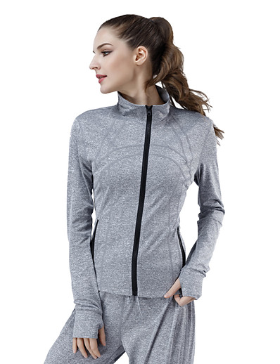 cheap Sportswear-Women&#039;s Running Jacket Yoga Top Zipper Winter Solid Color Pink Grey Yoga Gym Workout Dance Spandex Jacket Sweatshirt Top Long Sleeve Sport Activewear Stretchy Quick Dry Breathable Comfortable Slim