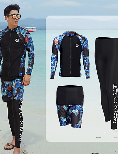 cheap Sportswear-Men&#039;s Rash Guard Dive Skin Suit Diving Suit UV Sun Protection UPF50+ Ultraviolet Resistant Micro-elastic Full Body 3-Piece Front Zip - Swimming Diving Surfing Snorkeling Painting Summer / Quick Dry
