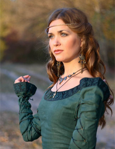 ieftine Costume Antice-Medieval Rochii Pentru femei Costum Mov / Albastru / Verde Epocă Cosplay Manșon Lung Petrecere și seară Festival / Rochie / Rochie