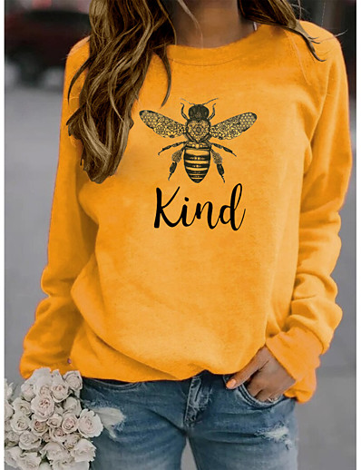 저렴한 스웨터 &amp; 가디건-여성 꿀벌 종류 스웨트 셔츠 긴 소매 블라우스 그래픽 풀오버 편지 인쇄 탑 (녹색, x- 대)