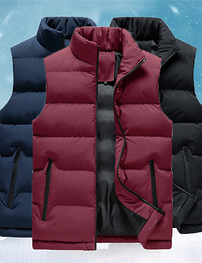 cheap Sportswear-Men&#039;s Sleeveless Hiking Down Jacket Quilted Puffer Vest Hiking Fleece Vest Winter Jacket Coat Top Outdoor Autumn / Fall Winter Thermal Warm Lightweight Breathable Sweat wicking Down Blue Black Red