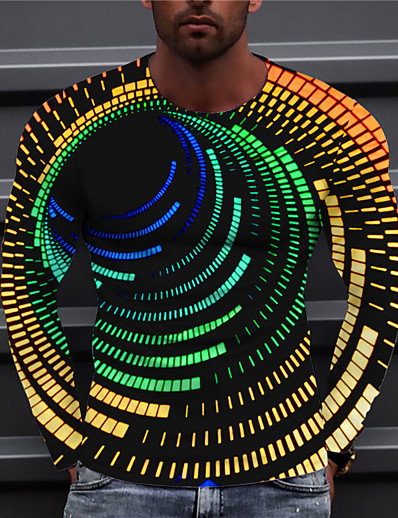 hesapli Erkek Üstleri-Erkek Üniseks Tişörtler T gömlek Gömlek Grafik Baskılar Spiral Şerit 3D Baskı Bisiklet Yaka Günlük Tatil Uzun Kollu Desen Üstler Günlük Tasarımcı Büyük ve uzun Havuz Siyah Mor