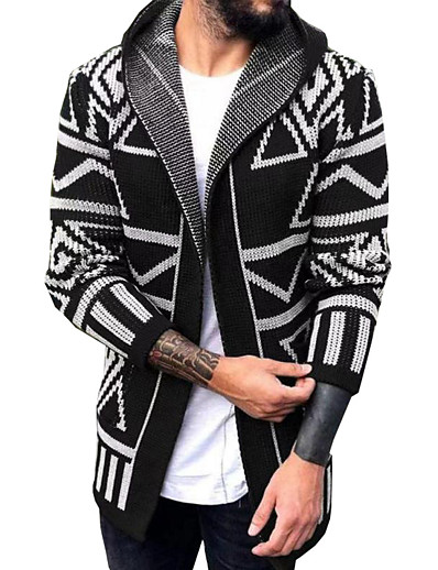 저렴한 기본 컬렉션-남성용 스웨터 인쇄 두꺼움 가을 겨울 블랙