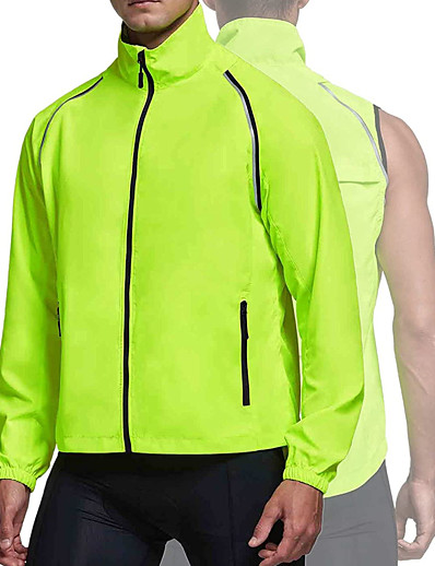 hesapli Bisiklet-Erkek Bisiklet Ceketi Uzun Kollu - Kış Polyester Turuncu kırmızı Yeşil Siyah Tek Renk Bisiklet Dağ Bisikletçiliği Yol Bisikletçiliği Ceket Üstler Rüzgar Geçirmez Hızlı Kuruma Nefes Alabilir Spor
