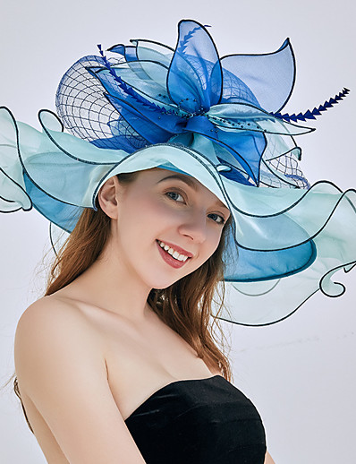 cheap Hats-Women&#039;s Elegant &amp; Luxurious Party Wedding Special Occasion Party Hat Solid Color Flower Black Blue Hat Portable Sun Protection Breathable / Casual / Pink / Fall / Winter / Spring