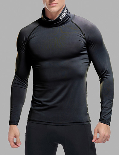 cheap Basic Collection-Men&#039;s T shirt Solid Color Round Neck Sports Outdoor Long Sleeve Tops Polyester Sexy Sports White Black Gray / Wash separately