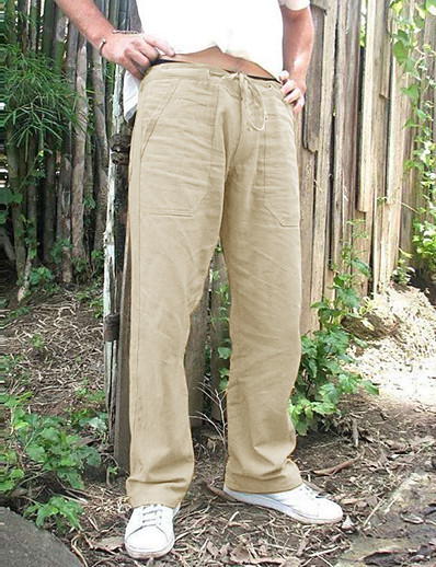 ราคาถูก กางเกงผู้ชาย-สำหรับผู้ชาย ไม่เป็นทางการ กระเป๋าหลัง กระเป๋าด้านข้าง การออกแบบเชือกยืดหยุ่น กางเกง สีเทาอ่อน เทาเข้ม อาร์มี่ กรีน สีดำ สีกากี S M L XL XXL