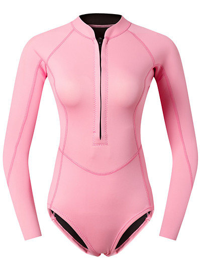 cheap Sportswear-Women&#039;s Shorty Wetsuit 2mm CR Neoprene Diving Suit Thermal Warm Quick Dry Stretchy Long Sleeve Front Zip - Swimming Diving Surfing Scuba Solid Color Autumn / Fall Spring Summer