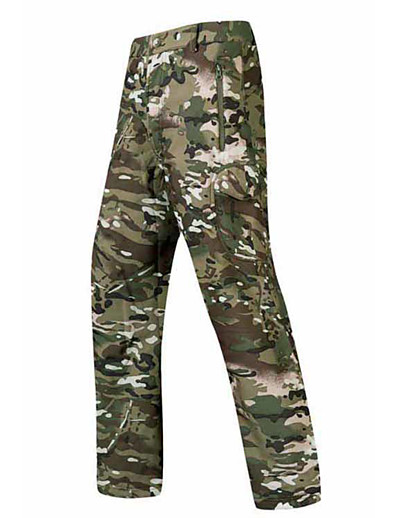 cheap Sportswear-Men&#039;s Camouflage Hunting Pants Tactical Pants Softshell Pants Autumn / Fall Winter Spring Thermal Warm Waterproof Ripstop Windproof Fleece Softshell Camo / Camouflage Bottoms for Skiing Camping