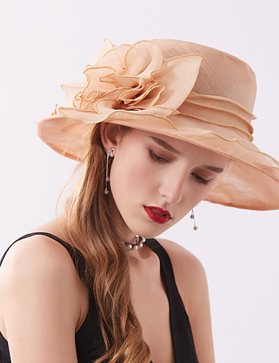 cheap Hats-Women&#039;s Elegant &amp; Luxurious Party Wedding Street Party Hat Flower Flower Mesh Beige Black Hat Portable Sun Protection Ultraviolet Resistant / White / Gray / Pink / Fall / Winter