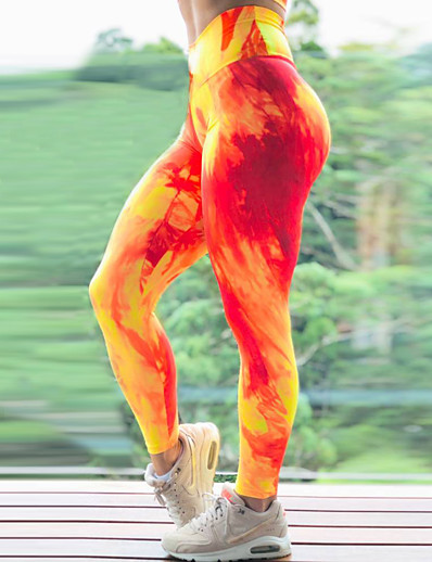 cheap Sportswear-Women&#039;s Yoga Pants High Waist Tights Leggings Bottoms Tie Dye Tummy Control Butt Lift Quick Dry Blue Green Rainbow Fitness Gym Workout Running Winter Summer Sports Activewear Skinny High Elasticity