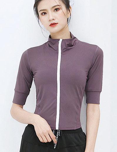 cheap Basic Collection-LITB Basic Women&#039;s Elbow Sleeve Yoga Shirt Zip Running Top Quick Comfy Fashion Blouse Seamless Top Coat