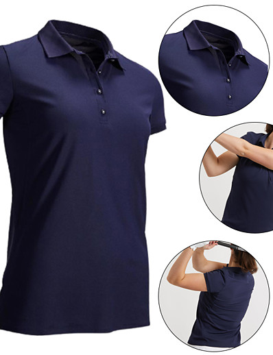 cheap Cycling-21Grams® FIT Women&#039;s Polo Shirts Golf Breathable Quick Dry Moisture Wicking Short Sleeve Summer Activewear Patchwork Solid Color Dark Navy White / Stretchy