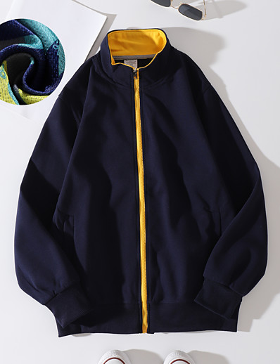 cheap Basic Collection-Women&#039;s Plain Zip Up Hoodie Sweatshirt Outerwear Zipper non-printing Daily Basic Hoodies Sweatshirts  Light Grey Orange Black