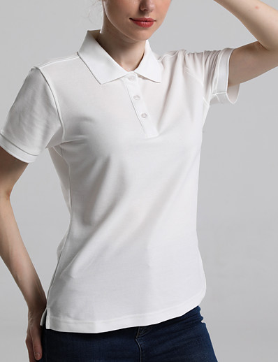 cheap Basic Collection-Women&#039;s Polo Plain Shirt Collar Classic &amp; Timeless Tops Blushing Pink Gray White