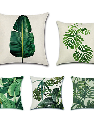 cheap Basic Collection-1 Set of 5 Pcs Green Leaf Botanical Series Throw Pillow Covers Modern Decorative Throw Pillow Case Cushion Case for Room Bedroom Room Sofa Chair Car Outdoor Cushion for Sofa Couch Bed Chair Green