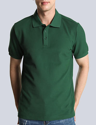 cheap Basic Collection-Men&#039;s Golf Shirt Plain Turndown Daily Wear Short Sleeve Tops 70% Cotton 30% Polyester Classic &amp; Timeless White Black Fuchsia / Machine wash / Medium / Micro-elastic
