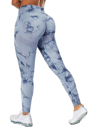 cheap Exercise, Fitness &amp; Yoga-Women&#039;s Yoga Pants High Waist Tights Leggings Bottoms Scrunch Butt Tie Dye Tummy Control Butt Lift Yellow Blue Pink Yoga Fitness Gym Workout Nylon Spandex Winter Sports Activewear Stretchy / Athletic