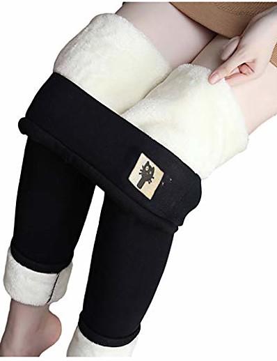 cheap Sportswear-Women&#039;s Yoga Pants Classic Style Winter Tights Leggings Bottoms (Leather label) lamb wool leggings (Kitten) lamb wool leggings Yoga Fitness Pilates Fleece Thermal Warm Windproof Warm High Waist Sport