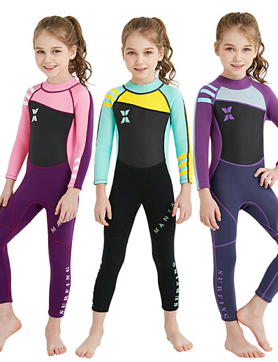 cheap Sportswear-Dive&amp;Sail Girls&#039; 2mm Full Wetsuit Diving Suit SCR Neoprene High Elasticity Thermal Warm Quick Dry YKK Zipper Back Zip Long Sleeve - Patchwork Swimming Diving Surfing Scuba Autumn / Fall Winter Spring