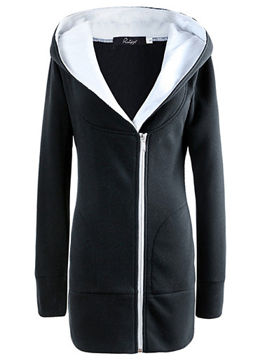 hesapli Ceketler-Kadın&#039;s Ceketler Sonbahar Kış Cadde Günlük Dışarı Çıkma Uzun Ceket Sıcak Tutma Nefes Alabilir Normal Günlük Ceketler Uzun Kollu Tam Zip Cep Tek Renk Açık Gri Siyah Koyu Gri
