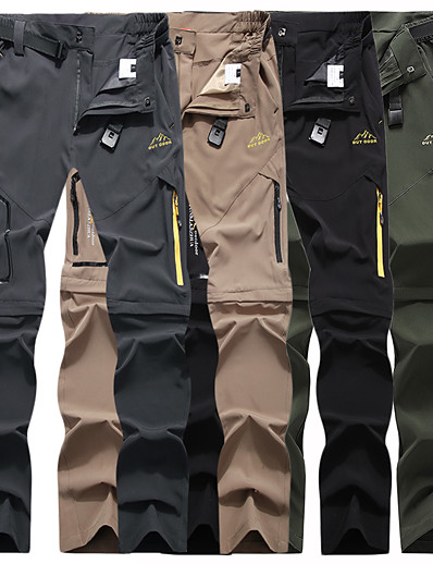 cheap Sportswear-Men&#039;s Convertible Pants / Zip Off Pants Hiking Pants Trousers Solid Color Summer Outdoor Waterproof Quick Dry Lightweight Breathable Elastane Zipper Pocket Elastic Waist Pants / Trousers Bottoms Army