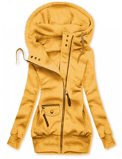 Χαμηλού Κόστους Σακάκια-Γυναικεία Casual Jacket Φθινόπωρο Χειμώνας Καθημερινά Εξόδου ΕΞΩΤΕΡΙΚΟΥ ΧΩΡΟΥ Κανονικό Παλτό Διατηρείτε Ζεστό Αναπνέει Κανονικό Αθλητικό Ενεργό Σακάκια Μακρυμάνικο Τσέπη Συμπαγές Χρώμα
