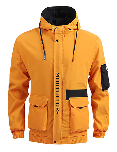 cheap Sportswear-Men&#039;s Hoodie Jacket Hiking Jacket Hiking Windbreaker Outdoor Windproof Breathable Quick Dry Lightweight Outerwear Trench Coat Top Hunting Fishing Climbing Black Grey Yellow