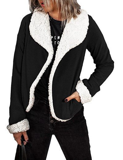 hesapli Ceketler-Kadın&#039;s Ceketler Sonbahar Kış Cadde Günlük Dışarı Çıkma Normal Ceket Sıcak Tutma Nefes Alabilir Normal Günlük Sokak Şıklığı Ceketler Uzun Kollu Cep Tek Renk Siyah Gri Kahverengi