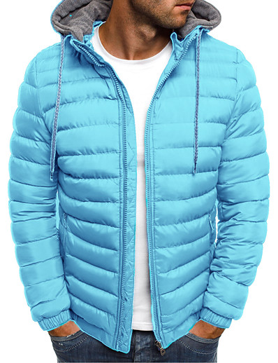 ราคาถูก ของผู้หญิง-ผู้ชายกันน้ำมีฮู้ดหนาหุ้มฉนวนผ้าปักเป้าเสื้อปักเป้าฤดูหนาวบุนวมหนา (สีฟ้า xx-large)