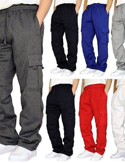 cheap Sportswear-Men&#039;s Street Cargo Pants Track Pants Bottoms Fitness Gym Workout Running Training Exercise Winter Breathable Soft Sweat wicking Sport Solid Colored Dark Grey White Black Army Green Light Grey Royal