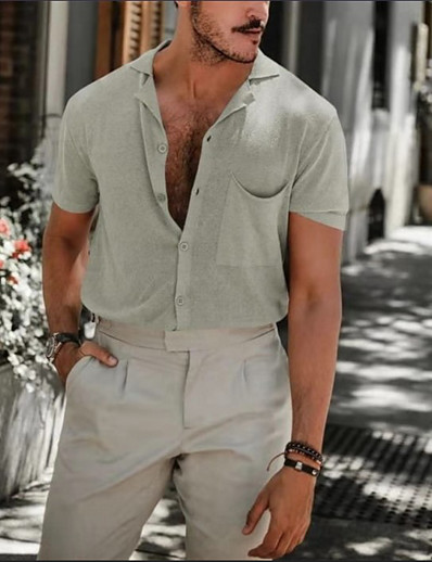 저렴한 남성용 의류-남성용 T 셔츠 베이직 얇음 봄 여름 블랙 라이트 그린
