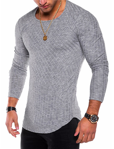 cheap Basic Collection-cross-border  men&#039;s t-shirt pit strip solid color arc hem bottoming shirt round neck men&#039;s t-shirt