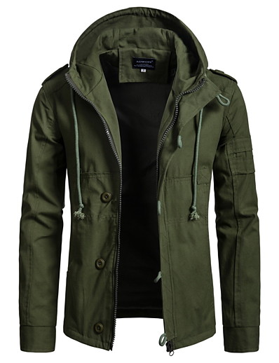 cheap Men&#039;s Outerwear-Men&#039;s Coat Parka Casual / Daily Solid Color  Black / khaki / Army Green S / M / L