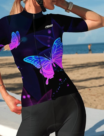 cheap Sportswear-21Grams® Women&#039;s Cycling Jersey Short Sleeve - Summer Green White Purple Butterfly Solid Color Funny Bike Mountain Bike MTB Road Bike Cycling Jersey Top UV Resistant Breathable Quick Dry Sports
