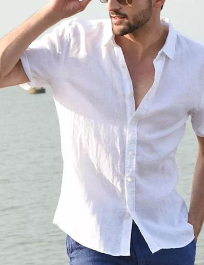 hesapli Temel Koleksiyon-Erkek Gömlek Tişört Temel Gömlek Yaka Standart İlkbahar, Sonbahar, Kış, Yaz Yonca Beyaz Siyah Gri