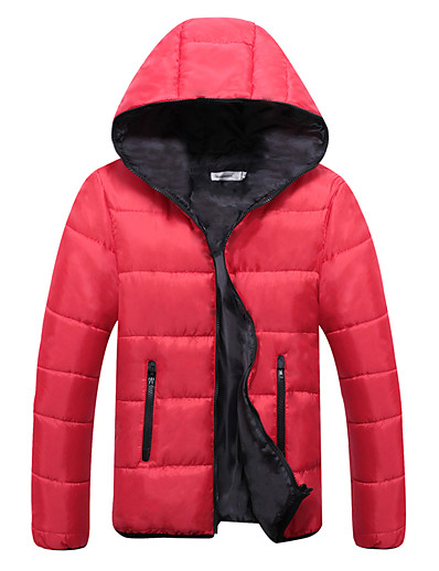 お買い得  メンズアウター-男性用 コート コート スリムフィット ジャケット 純色 黒+緑 赤 + 黒 ブラック / オレンジ