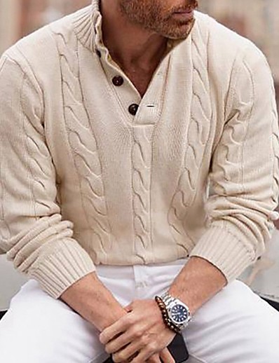 povoljno Muška odjeća-Muškarci Džemper Kardigan Pulover Vintage stil V izrez Standard Zima Marelica