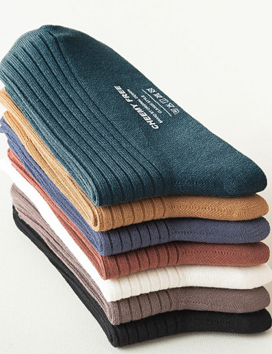 abordables Collection de base-Bas Chaussettes Homme Coton Couleur Pleine Athleisure du quotidien Chaud Automne hiver Micro-élastique 1 paire Vert