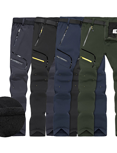 cheap Sportswear-Men&#039;s Fleece Lined Pants Hiking Pants Trousers Softshell Pants Solid Color Winter Outdoor Softshell Thermal Warm Waterproof Windproof Fleece Lining Pants / Trousers Bottoms Dark Grey Black Army Green