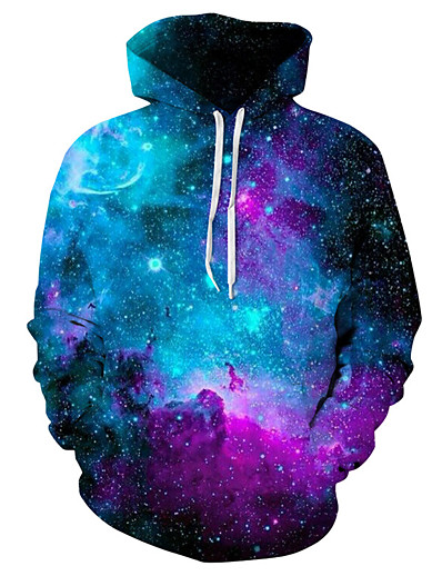 cheap Men&#039;s 3D-men&#039;s unisex hoodies sweatshirt pullovers casual 3d print graphic purple blue galaxy starry sky long sleeve