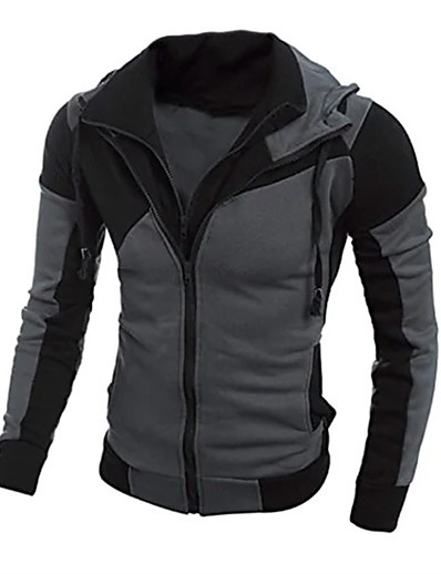 cheap Men-Men&#039;s Sweater, Warm Hoodie Man Hooded Sweatshirt Jacket Coat (m, black) Full up zip Color Block Tops